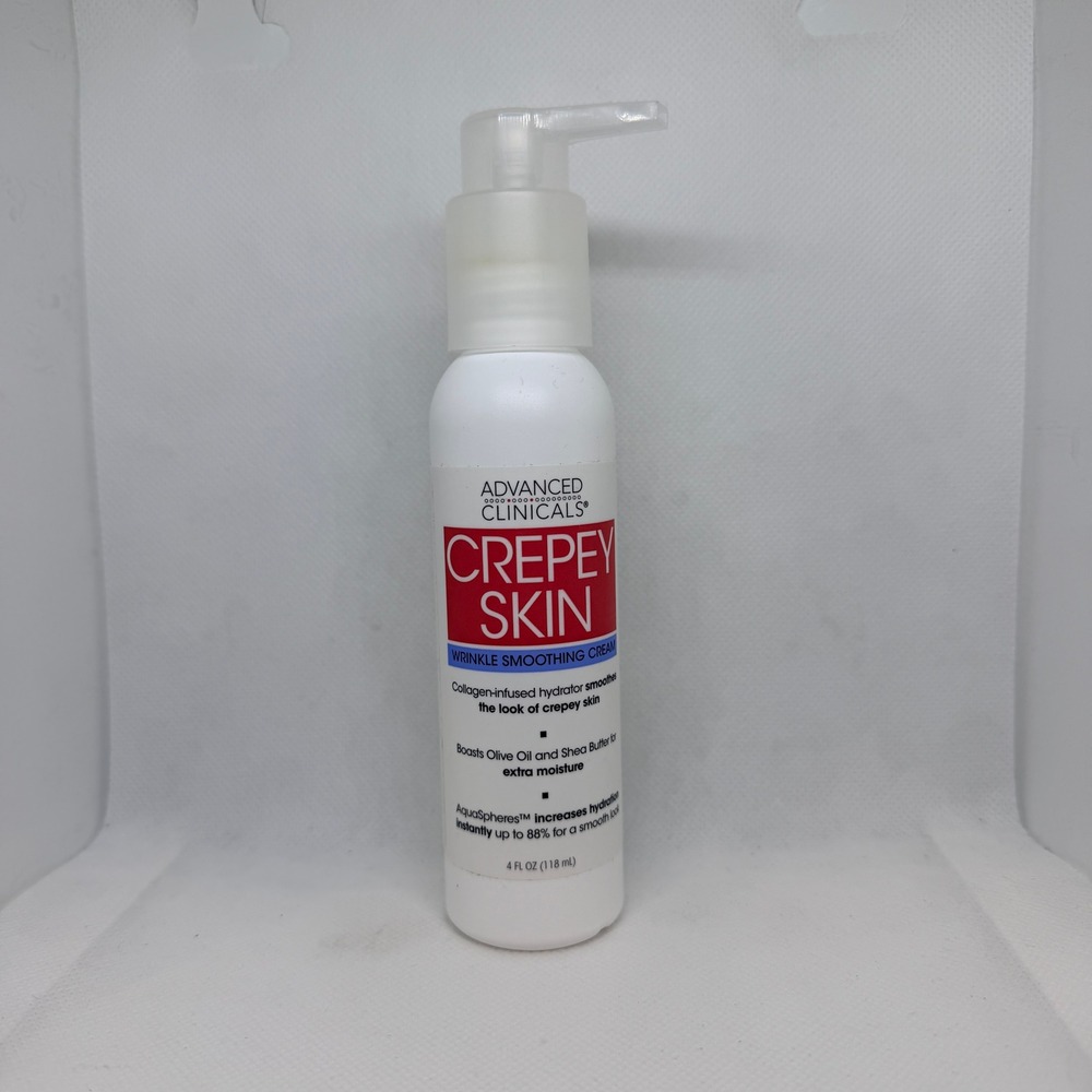Advanced Clinicals Crepey Skin Wrinkle Smoothing Cream Collagen 4oz Pump Bottle